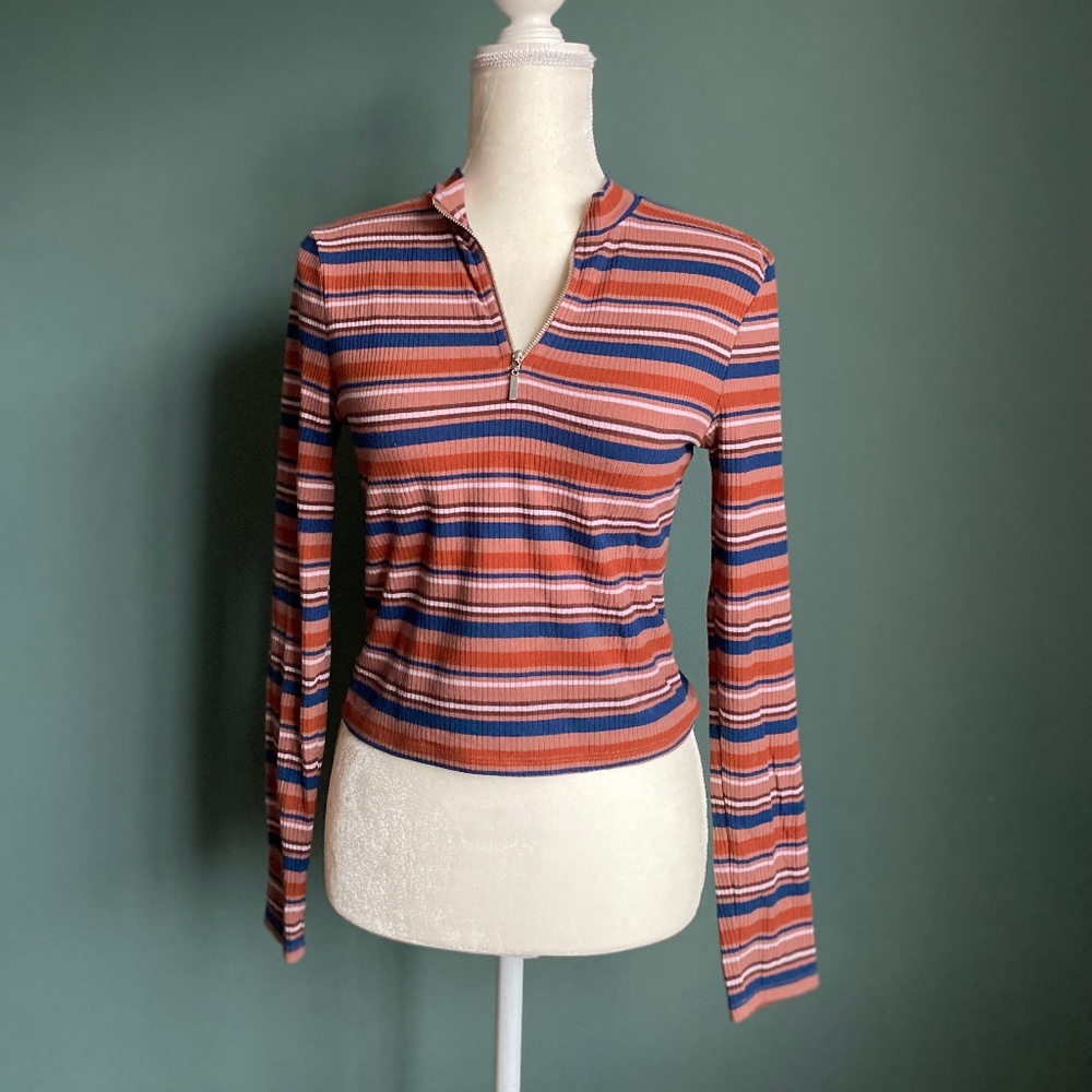 Long Sleeve Top with 3/4ths Zipper - Medium